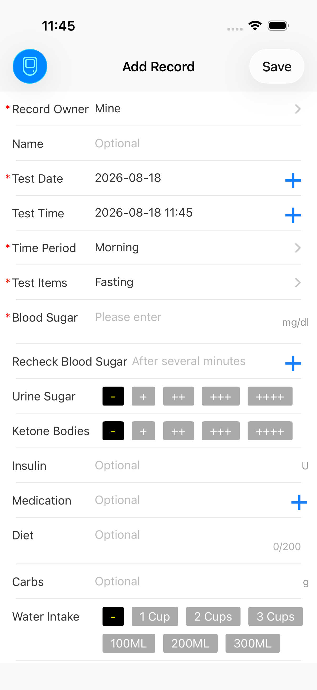 Add glucose entry