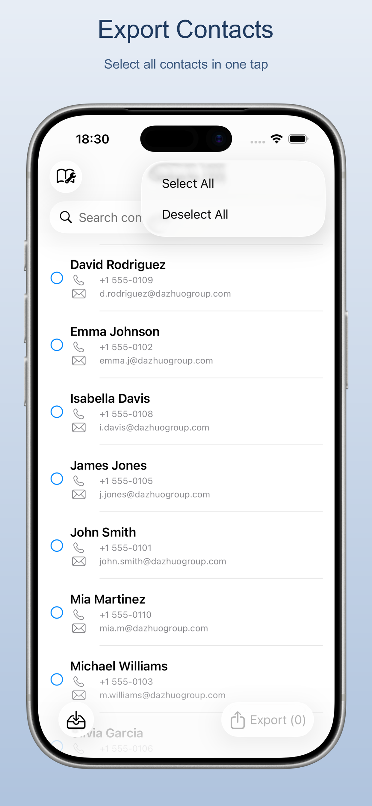 Select contacts